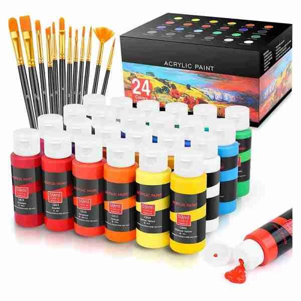 24 Colors Acrylic Paint Set  Art Craft Paints Gifts for Artists Kids Beginners & Painters (Copy)
