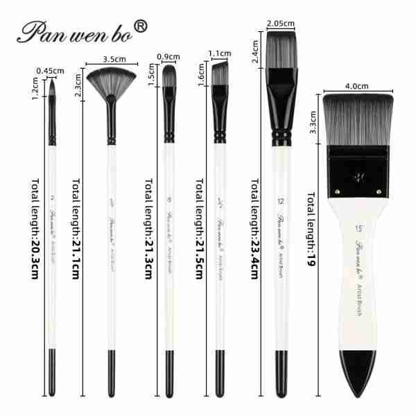Panwenbo Hot Sale 6pcs Artist Paint Brushes Set Professional Painting Kits With Synthetic Nylon Paint Brushes