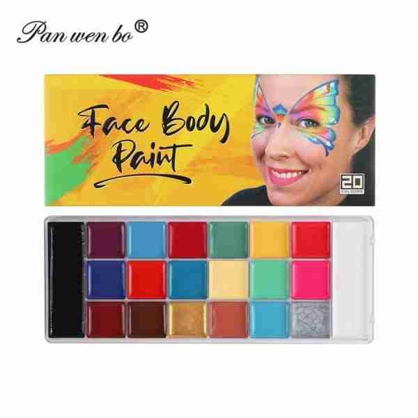 Panwenbo Hot Sale Free Custom Art Body For Kid OEM Set Brillant Make Up Color Painting Palette Makeup Face Paint Kit