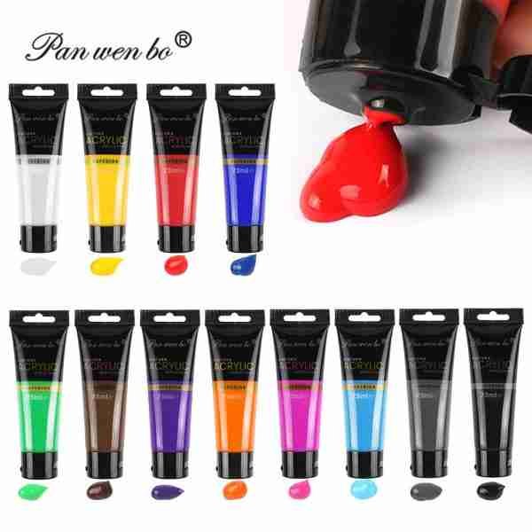 75ml 12 Colors Art Acrylic Paint Set Tube Rich Pigments Colors Acrylic Artists Paint For Kids Adults Painting On Rocks