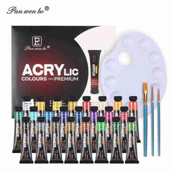 Professional Painting Pigments Acrylic Paint 12ml Acrylic Paint Set Non-Toxic 24 Acrylic Colors Paint With 3 Brush And 1 Palette