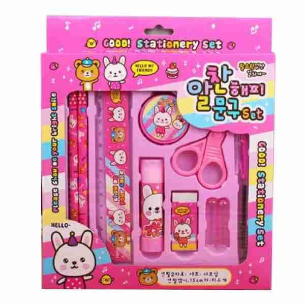 Creative Cute Cartoon Stationery Set Pencil Ruler Scissors Eraser for Students School Supplies for Kids