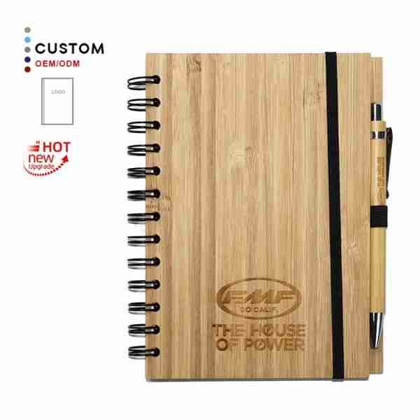 Eco-friendly 100% Bamboo A5 Notebook Hardcover Professional Factory Manufacturer Custom Bamboo Journal with Pen