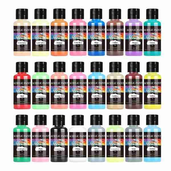 Water-based Acrylic Paint 24 colors 30ml per bottle for Leather and Wood Decorative Panel Painting